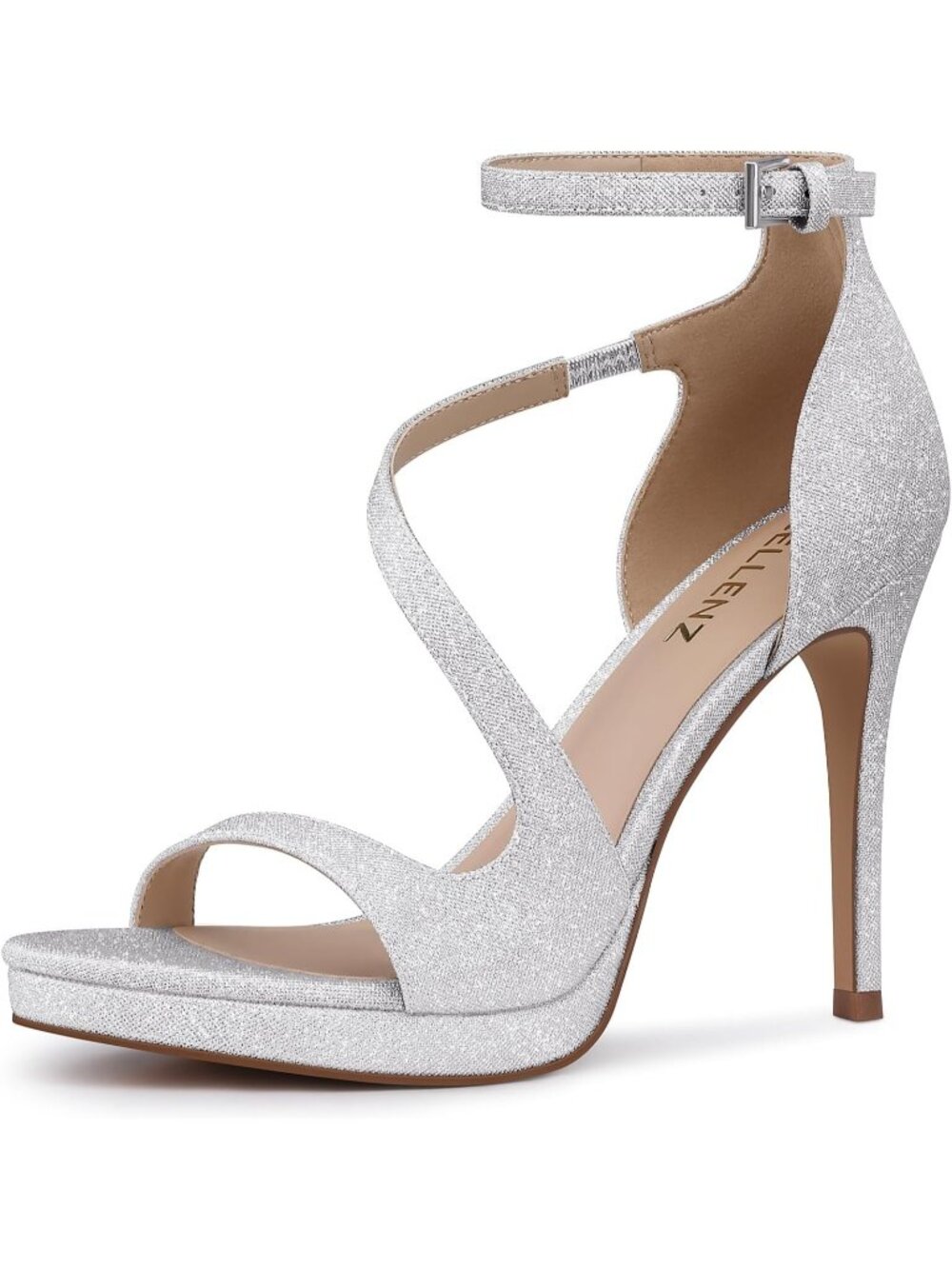 Women's Glitter Silver Comfortable Formal Dressy Stiletto Platform High Heels